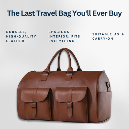 The Voyager - Premium Leather Travel Duffel Bag